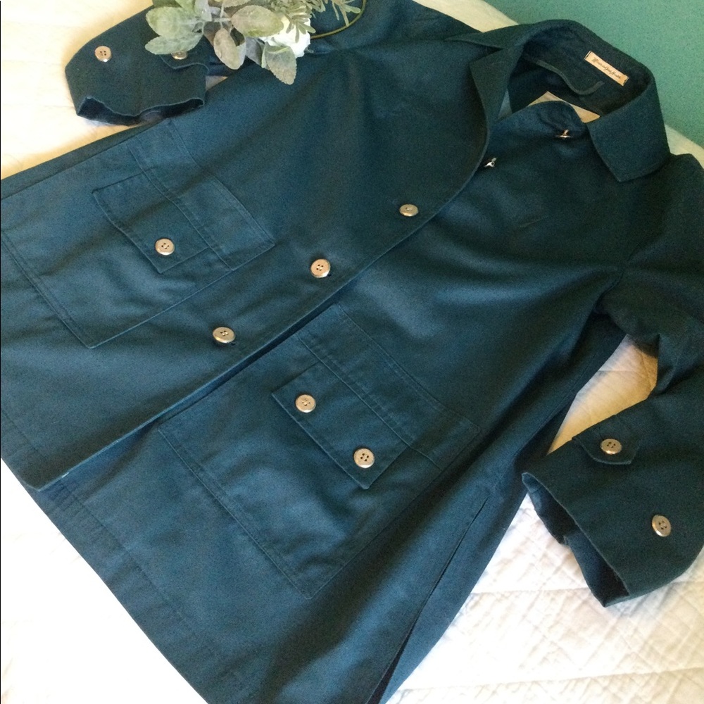 Vintage Teal Misty Harbor All Weather Pea Coat